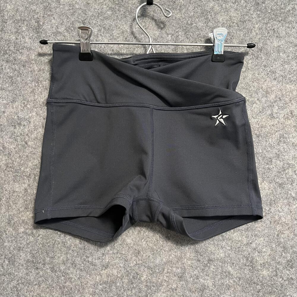 Rebel Athletic Shorts Youth Large Gray Stretch Knit Cheer Dance Activewear